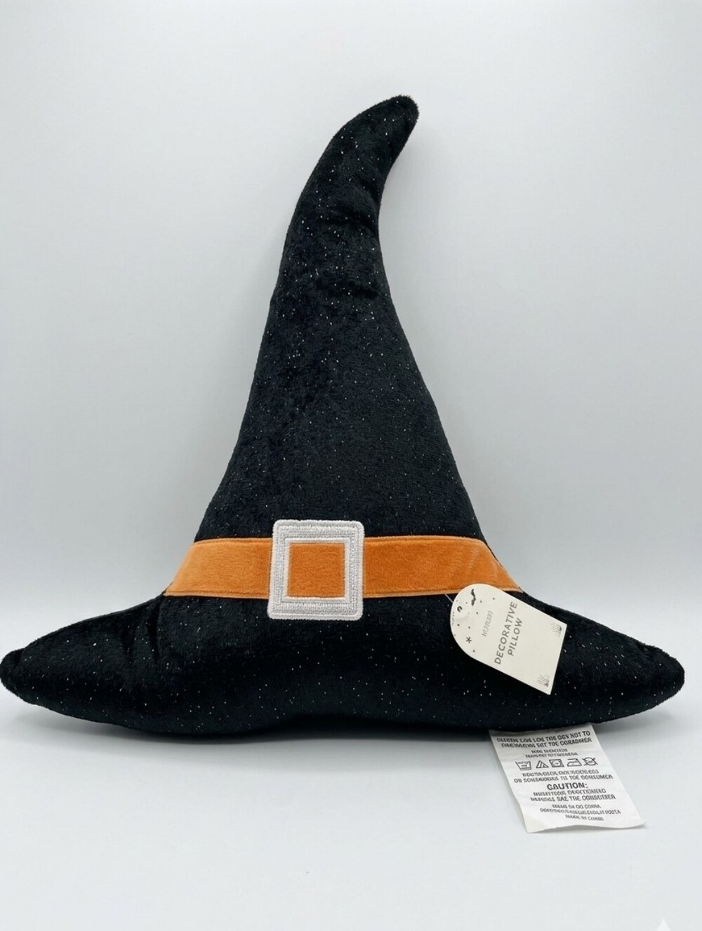 Target Bullseyes Playground Halloween Witch Hat Plush Pillow NWT Glitter Black